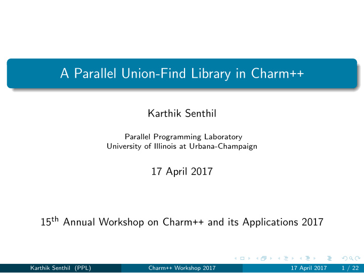 a parallel union find library in charm