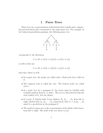 1  Parse Trees  Parse trees are a representation of derivations that is much more compact.  Several
