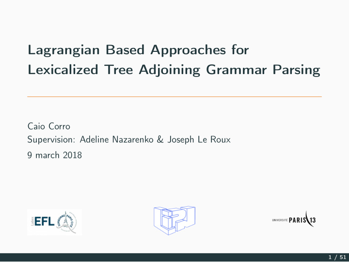 lagrangian based approaches for lexicalized tree