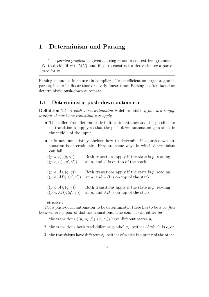 1 determinism and parsing