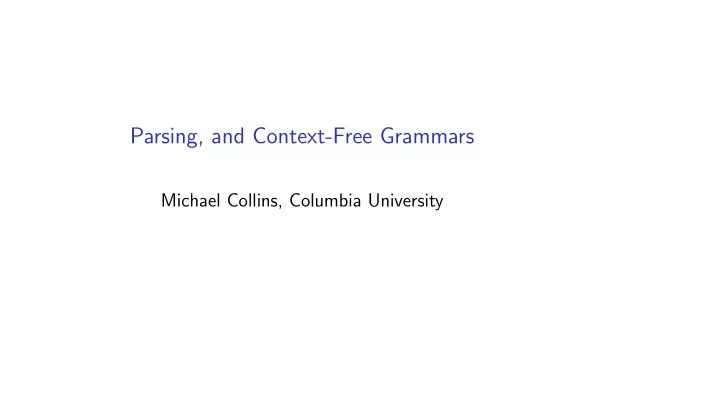 parsing and context free grammars