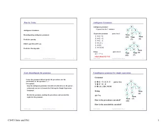 CS453 Intro and PA1  1  Augmenting the grammar with End of File  Predictive Parsing  Predictive
