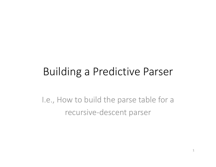 building a predictive parser
