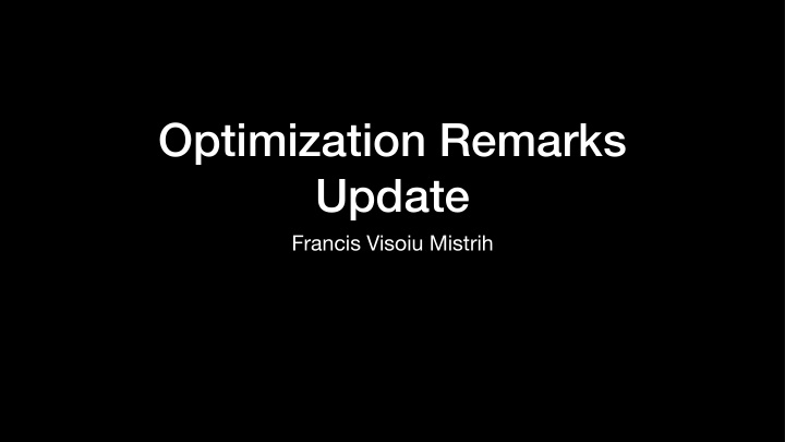 optimization remarks update
