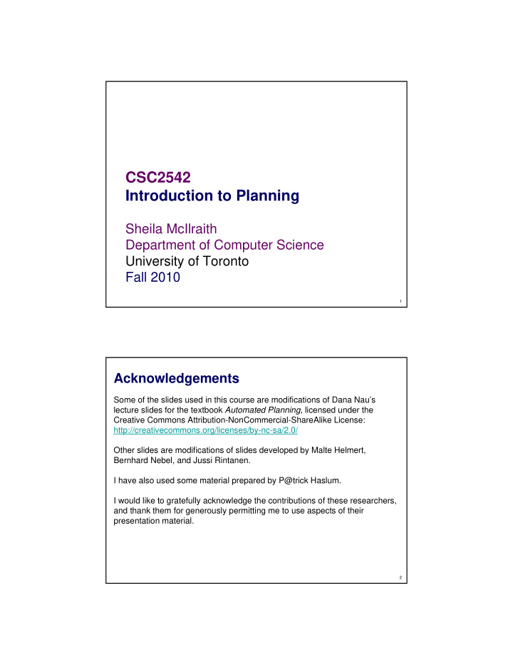 csc2542 introduction to planning