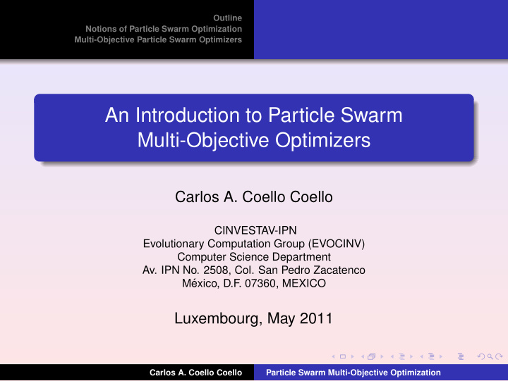 an introduction to particle swarm multi objective