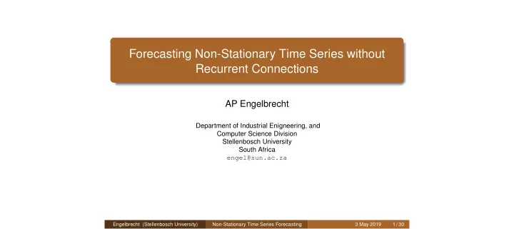 forecasting non stationary time series without recurrent