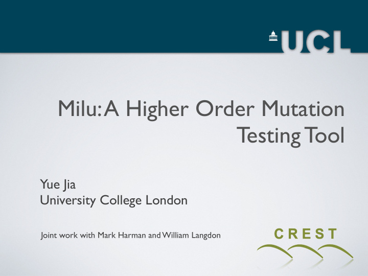 milu a higher order mutation testing tool