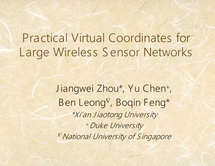 practical virtual coordinates for large wireless sensor