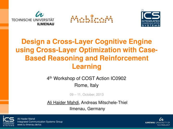 design a cross layer cognitive engine using cross layer