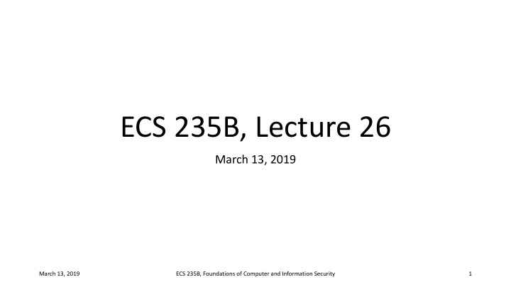 ecs 235b lecture 26