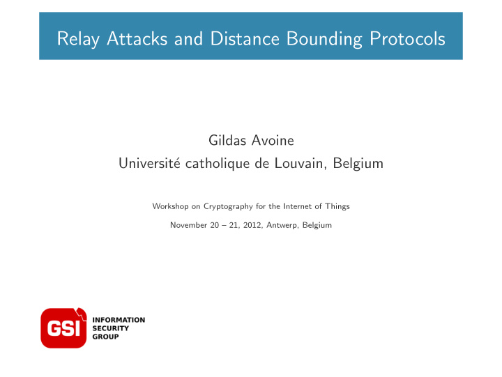 relay attacks and distance bounding protocols