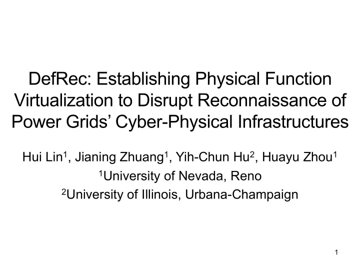defrec establishing physical function virtualization to