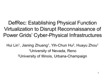 DefRec: Establishing Physical Function  Virtualization to Disrupt Reconnaissance of  Power Grids