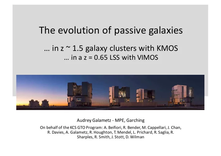the evolution of passive galaxies