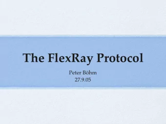 The FlexRay Protocol  Peter Bhm  27.9.05  Overview  1. Introduction  2. Network Topology  3.