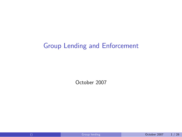 group lending and enforcement