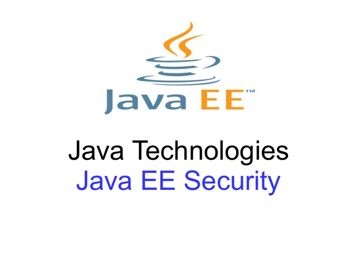 java technologies java ee security