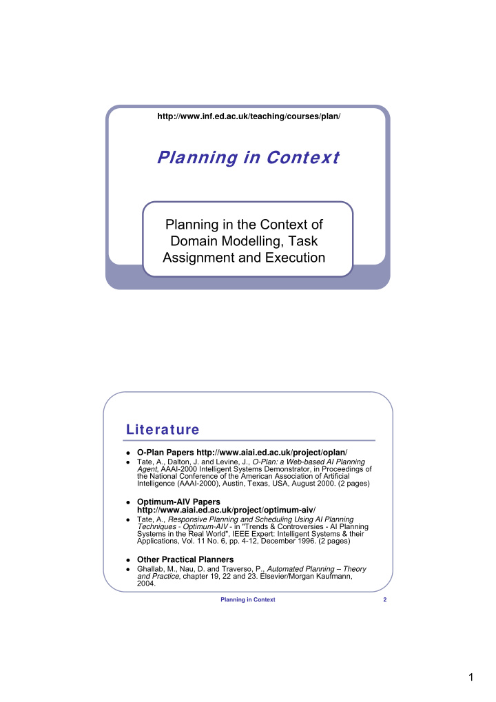 planning in context