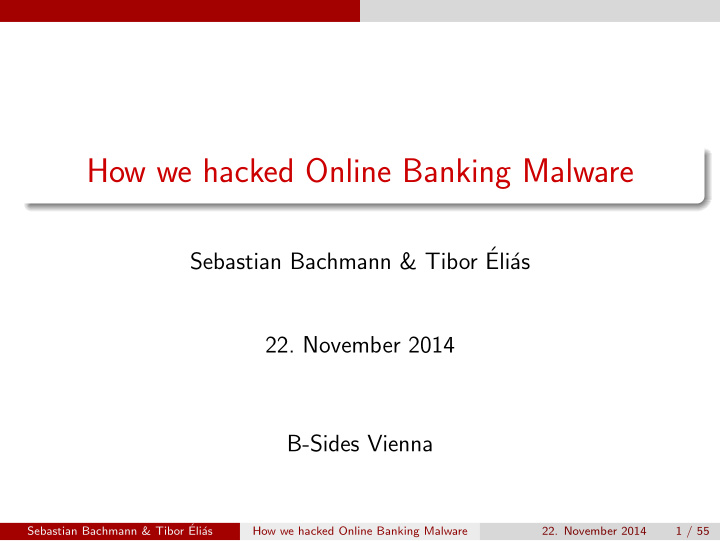 how we hacked online banking malware