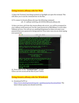 Using itsunix.albany.edu for Windows: 1) Download PuTTY at