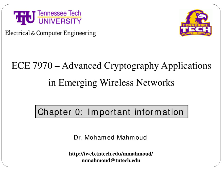 ece 7970 advanced cryptography applications in emerging