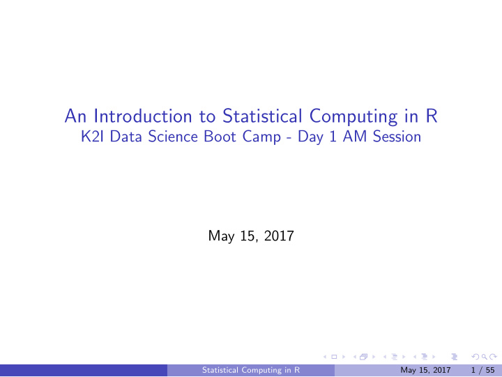 an introduction to statistical computing in r