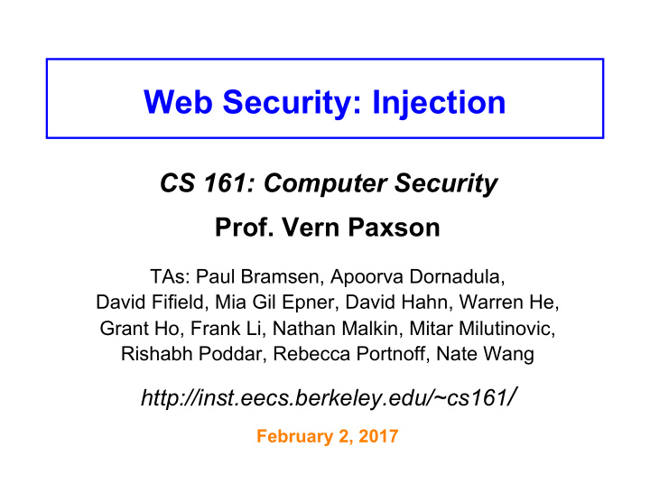 web security injection