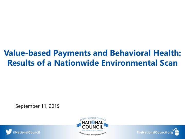 value based payments and behavioral health
