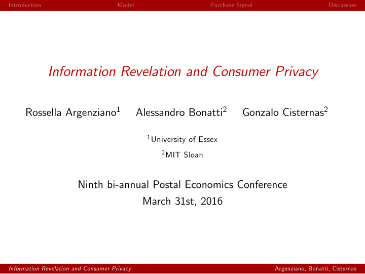 information revelation and consumer privacy