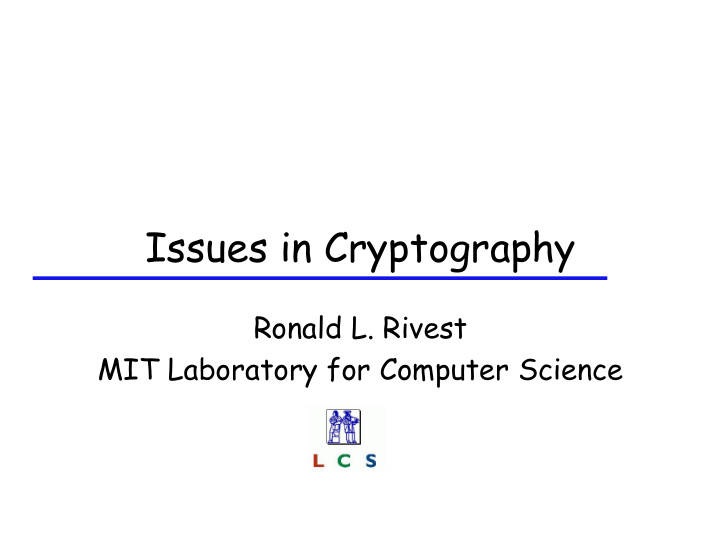 issues in cryptography