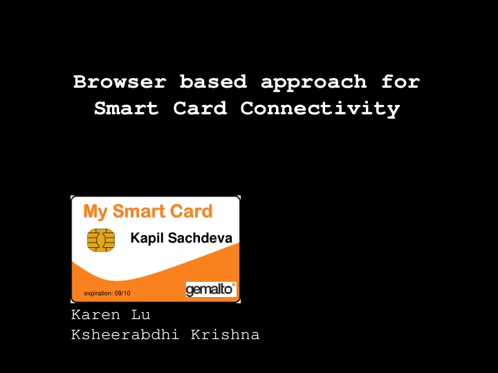 browser based approach for smart card connectivity