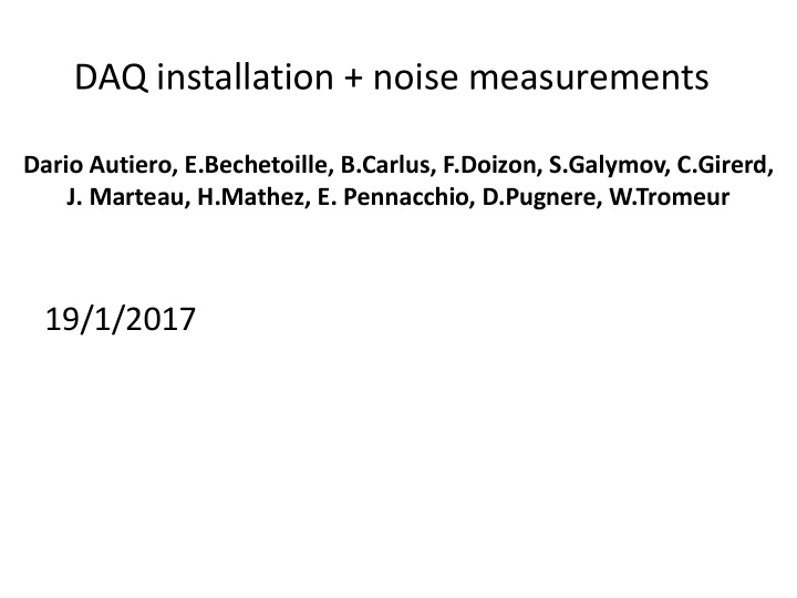 daq installation noise measurements