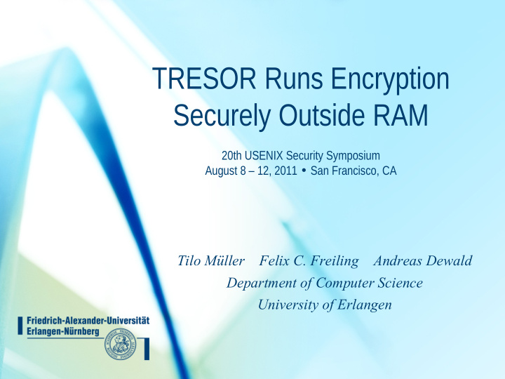 tresor runs encryption securely outside ram