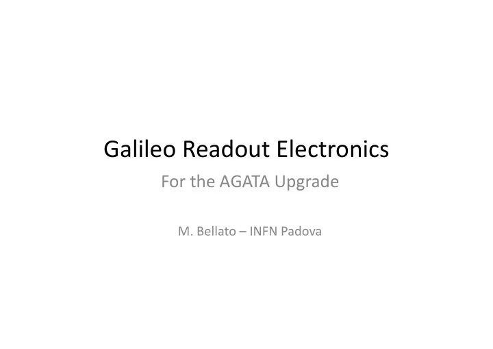 galileo readout electronics