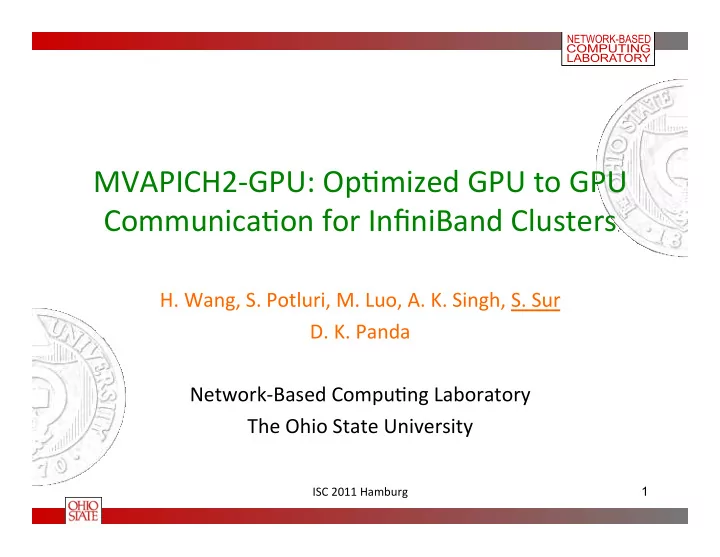 mvapich2 gpu op0mized gpu to gpu communica0on for