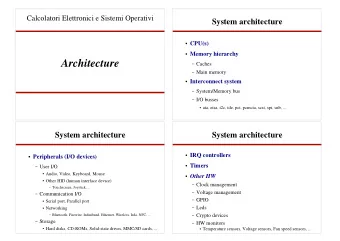Architecture  Caches  Main memory  Interconnect system  System/Memory bus  I/O