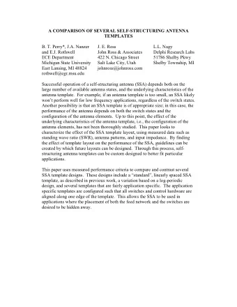 A COMPARISON OF SEVERAL SELF-STRUCTURING ANTENNA  TEMPLATES  B. T. Perry*, J.A. Nanzer  J. E. Ross
