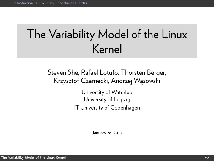 kernel the variability model of the linux extra