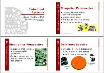Com puter Perspective  Em bedded  Information Technology  System s  A computer that doesnt