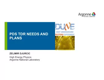 PDS TDR NEEDS AND PLANS  drhgfdjhngngfmhgmghmghjmghfmf  ZELIMIR DJURCIC  High Energy Physics