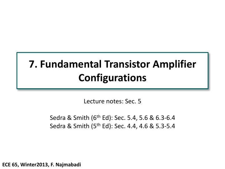 7 fundamental transistor amplifier configurations
