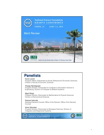 Panelists  Kevin Leicht  Program Officer, Directorate for Social, Behavioral &amp; Economic