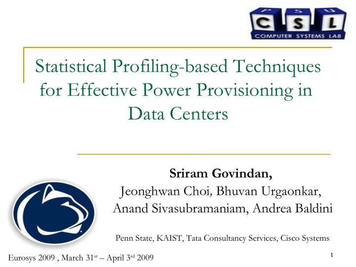 statistical profiling based techniques for effective