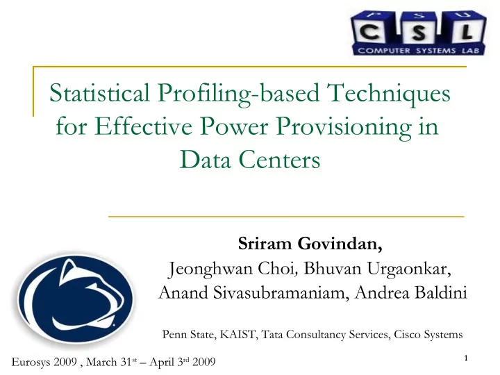 statistical profiling based techniques for effective