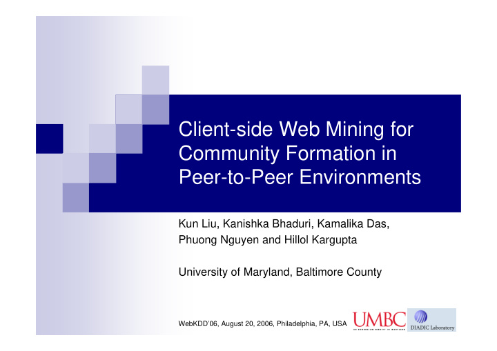 client side web mining for community formation in peer to