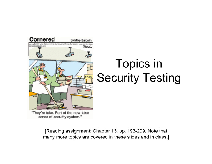 topics in security testing