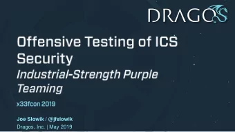 Dragos, Inc. | May 2019  Student  Student  Officer  Student  Officer  Network Defender  Student