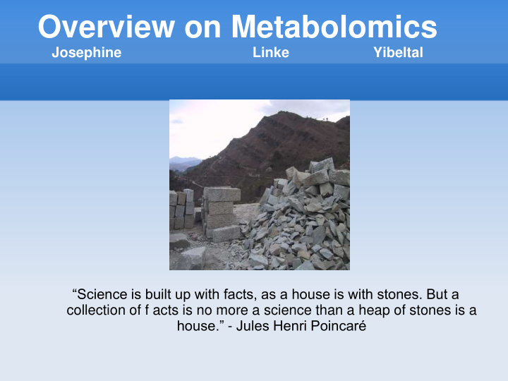 overview on metabolomics