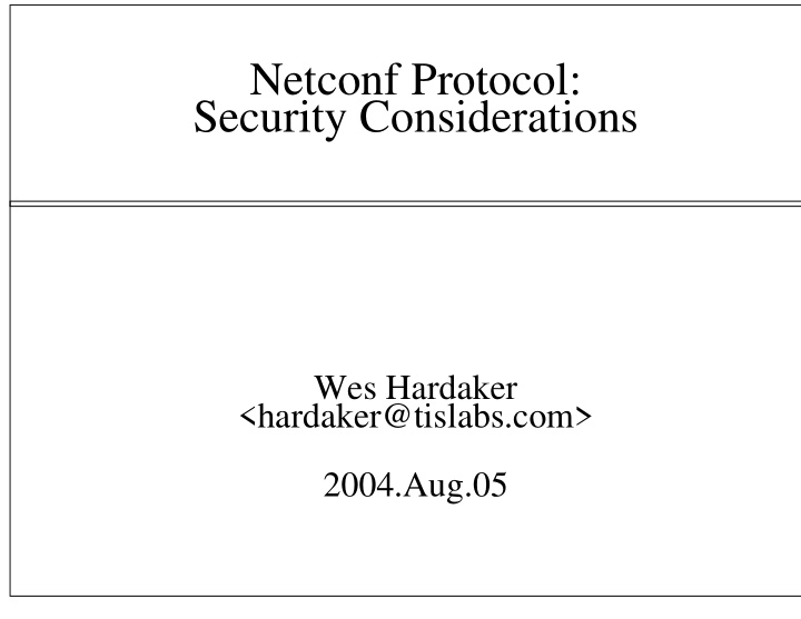 netconf protocol security considerations
